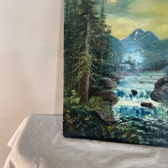 Antique Oil Painting FW Devoe Art Board Mountain Landscape Vintage Artwork Old - Picture 9 of 12